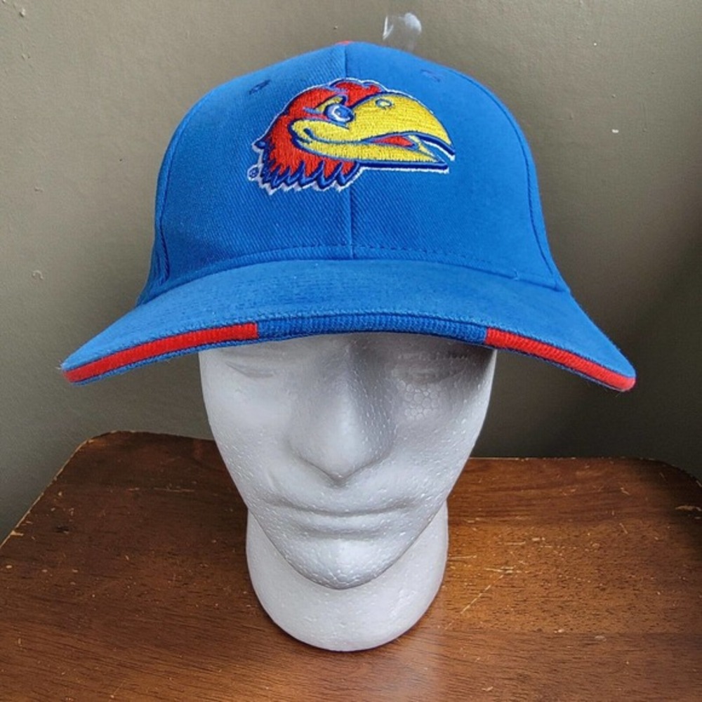 Signatures‎ Blue Kansas Jayhawks Big Head Logo Twill Strapback Hat Adult OSFA